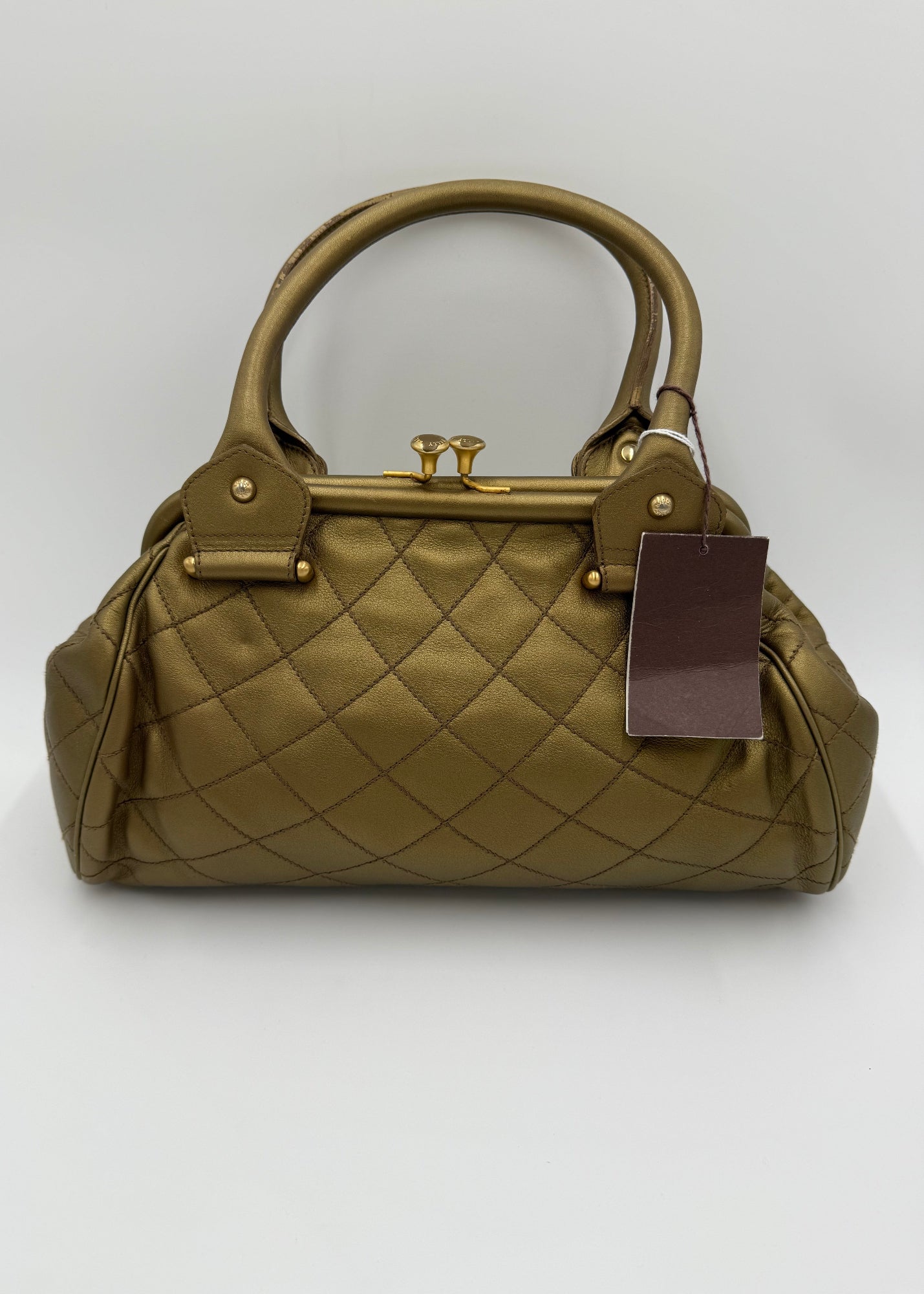 Bally Borsa Vintage in Pelle Trapuntata Verde Oliva