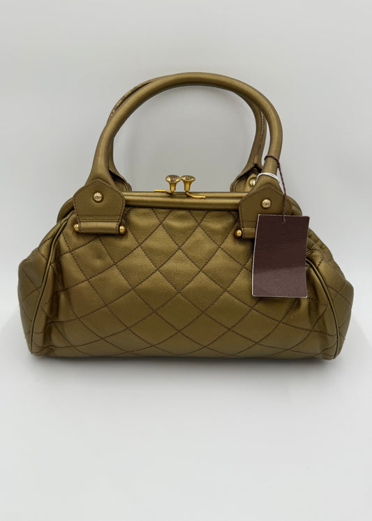 Bally Borsa Vintage in Pelle Trapuntata Verde Oliva