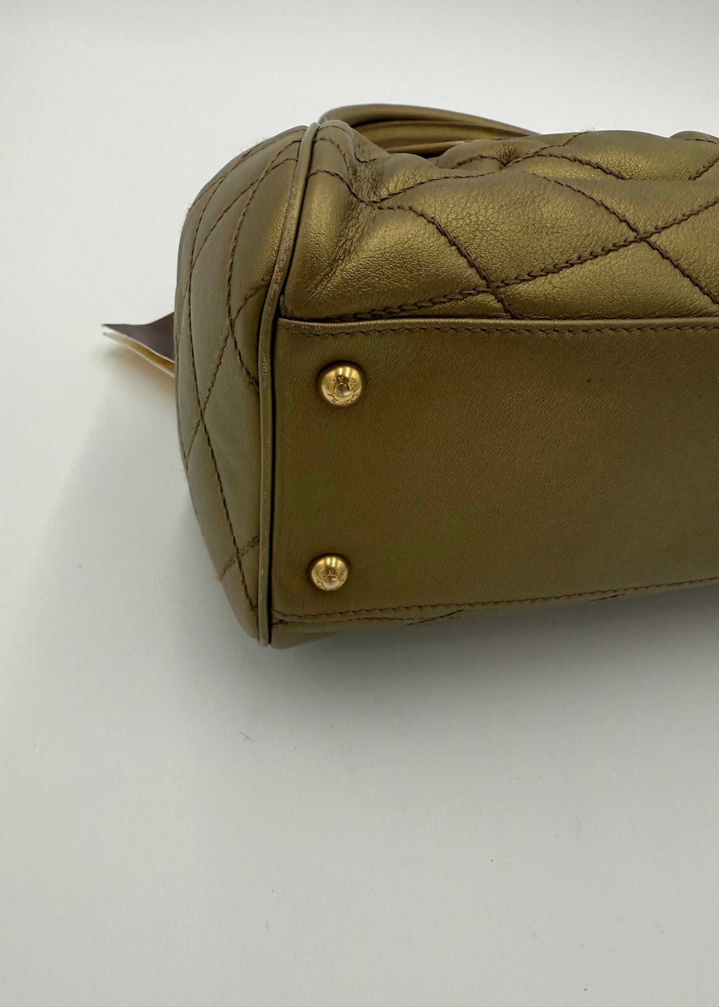 Bally Borsa Vintage in Pelle Trapuntata Verde Oliva