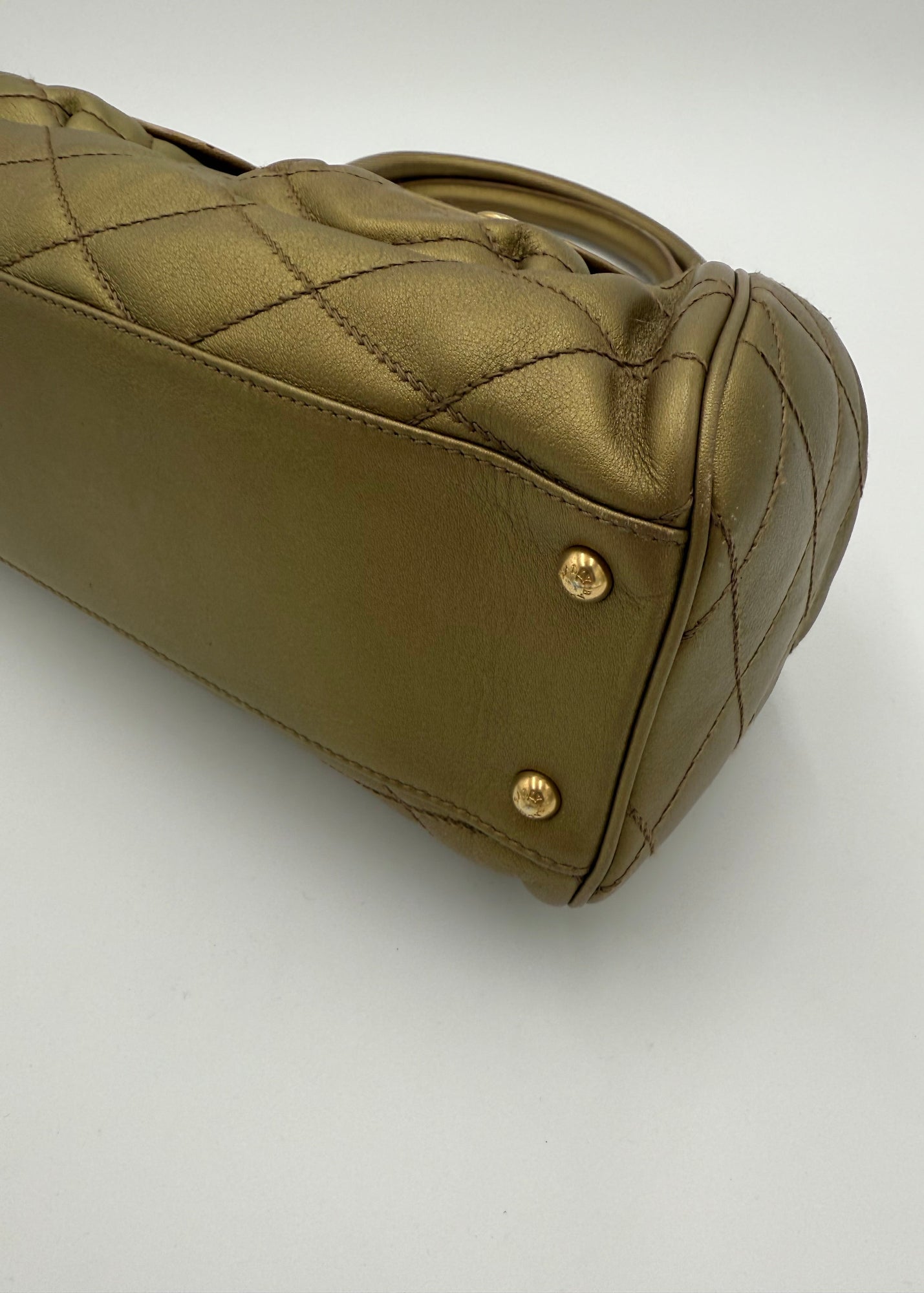 Bally Borsa Vintage in Pelle Trapuntata Verde Oliva