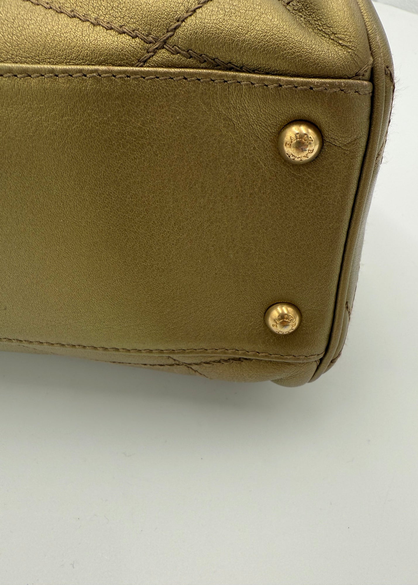 Bally Borsa Vintage in Pelle Trapuntata Verde Oliva