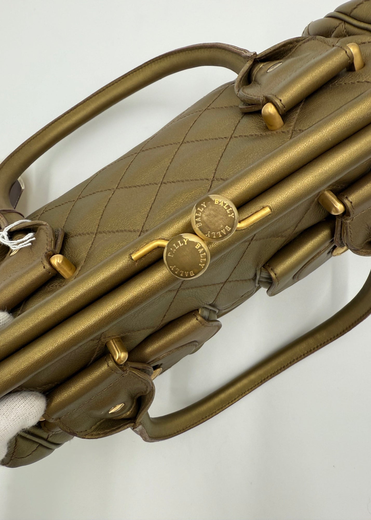 Bally Borsa Vintage in Pelle Trapuntata Verde Oliva