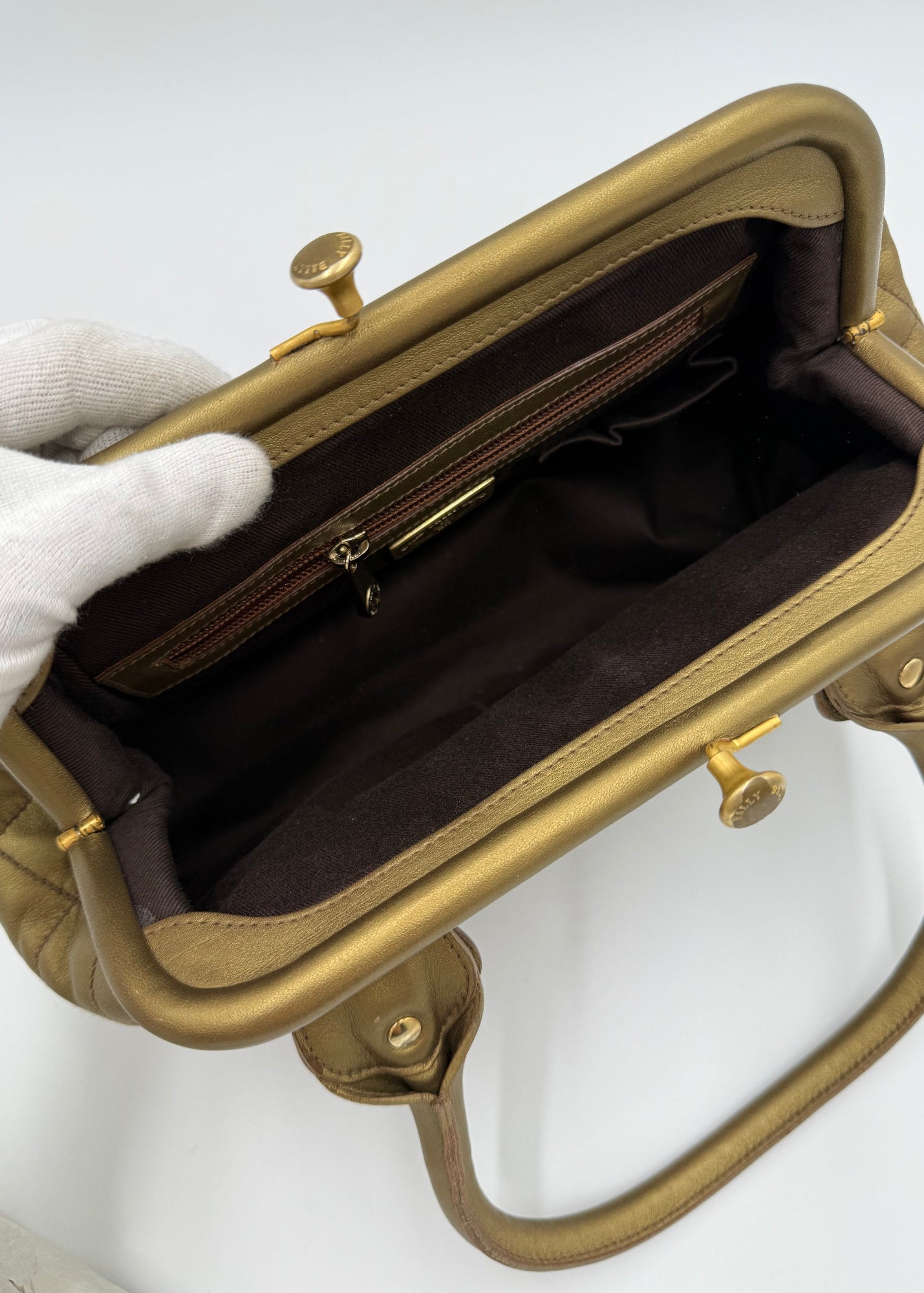 Bally Borsa Vintage in Pelle Trapuntata Verde Oliva