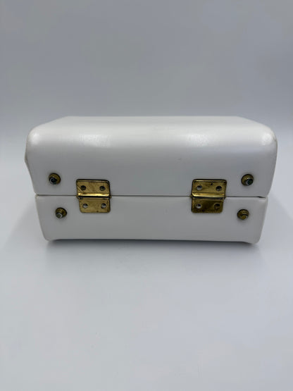 Beauty Case Rigido Vintage in Pelle Bianca Interno Rosso Scarlatto - Pally Vintage Closet