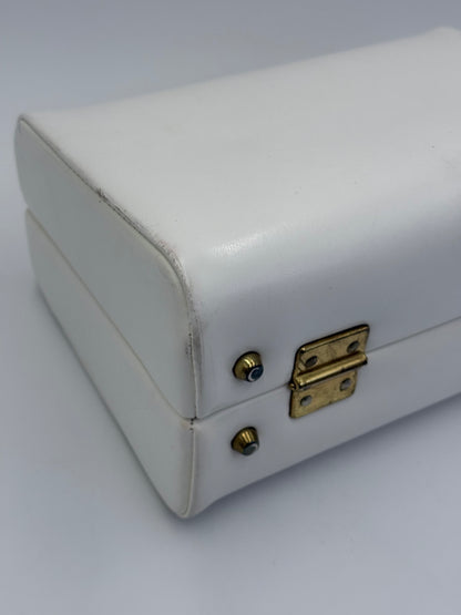 Beauty Case Rigido Vintage in Pelle Bianca Interno Rosso Scarlatto - Pally Vintage Closet