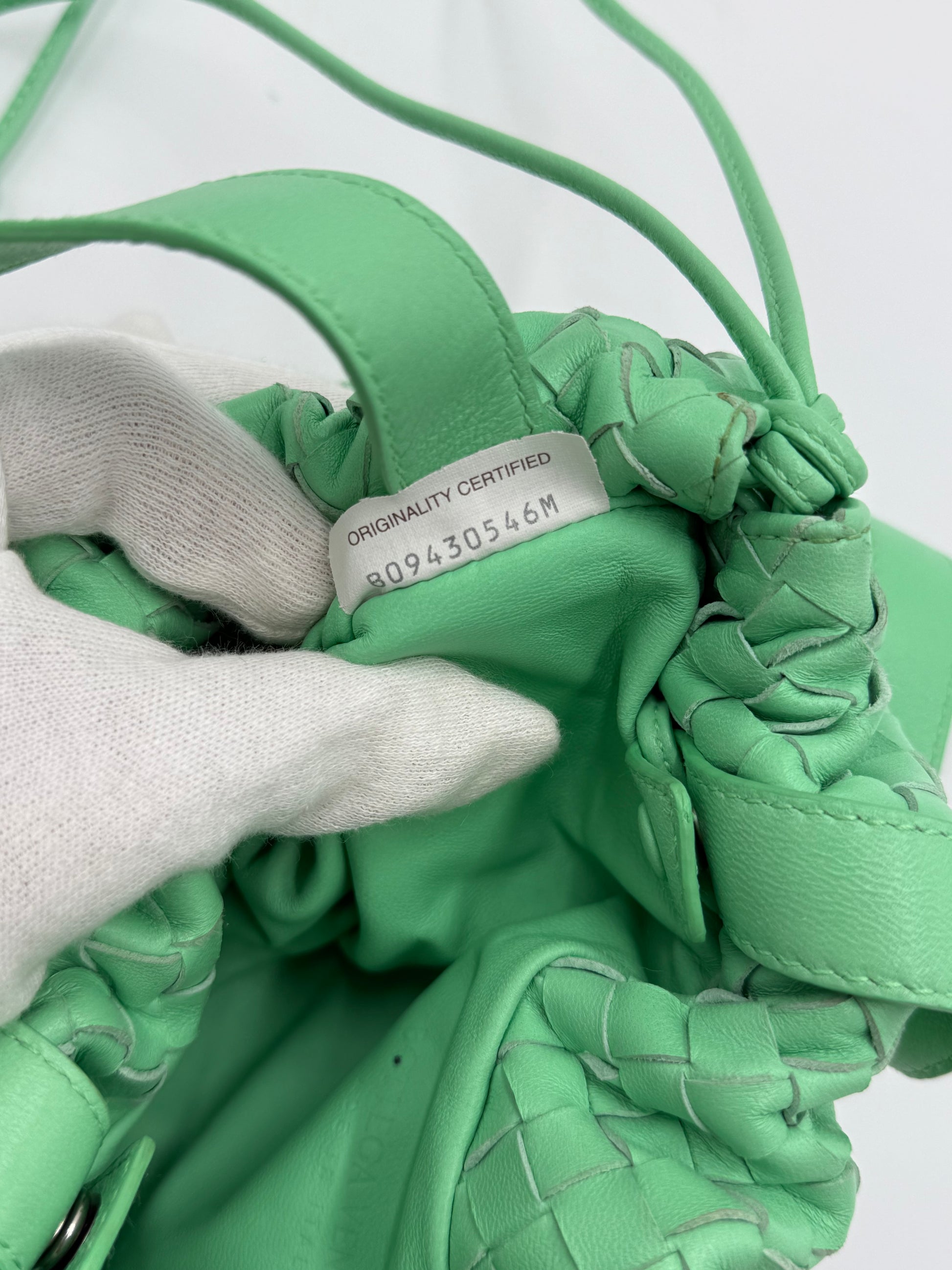 Bottega Veneta Borsa Small Bulb in Pelle Intrecciata Verde - Pally Vintage Closet
