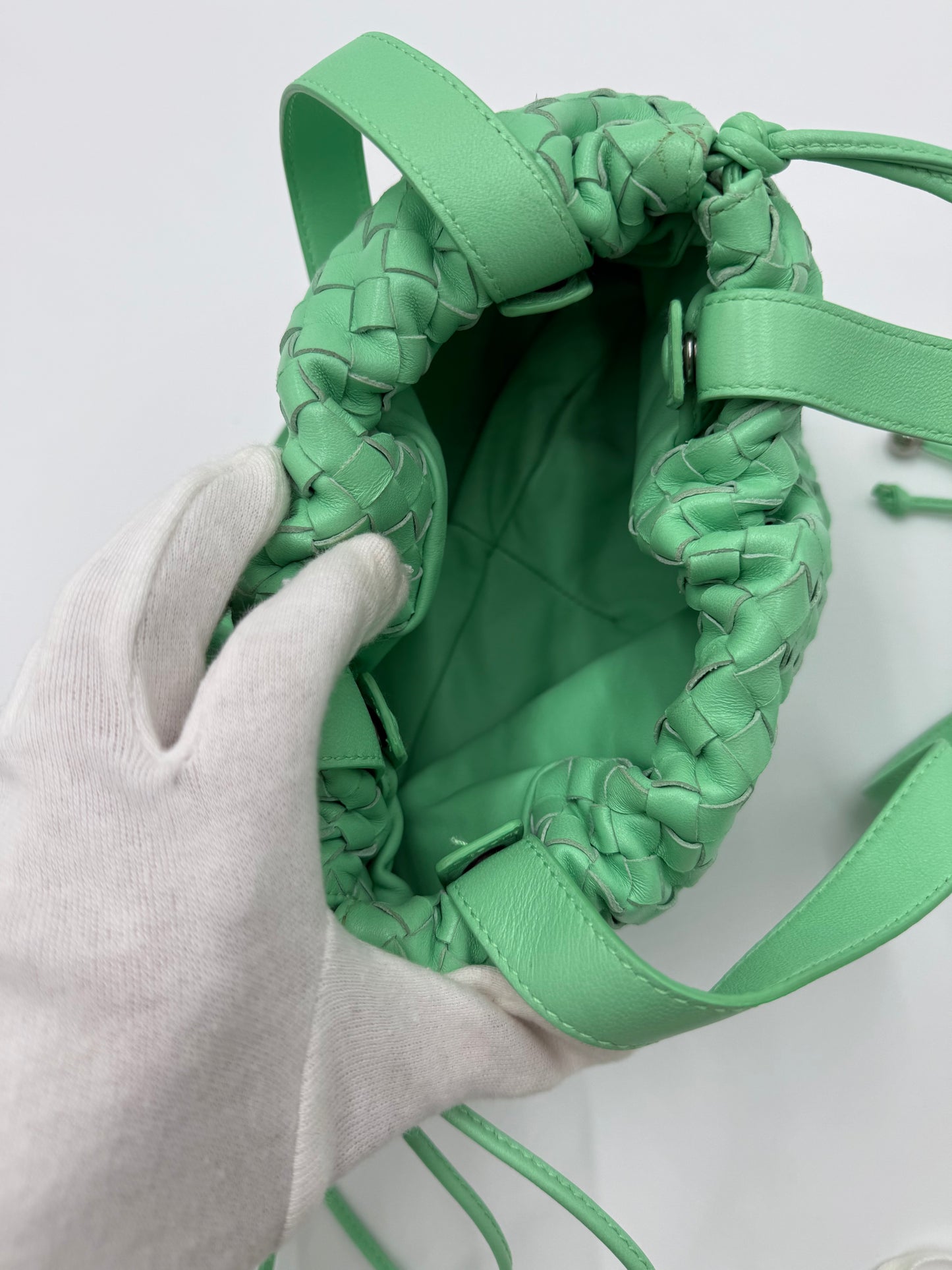 Bottega Veneta Borsa Small Bulb in Pelle Intrecciata Verde - Pally Vintage Closet