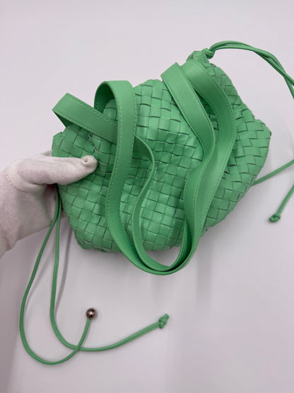 Bottega Veneta Borsa Small Bulb in Pelle Intrecciata Verde - Pally Vintage Closet