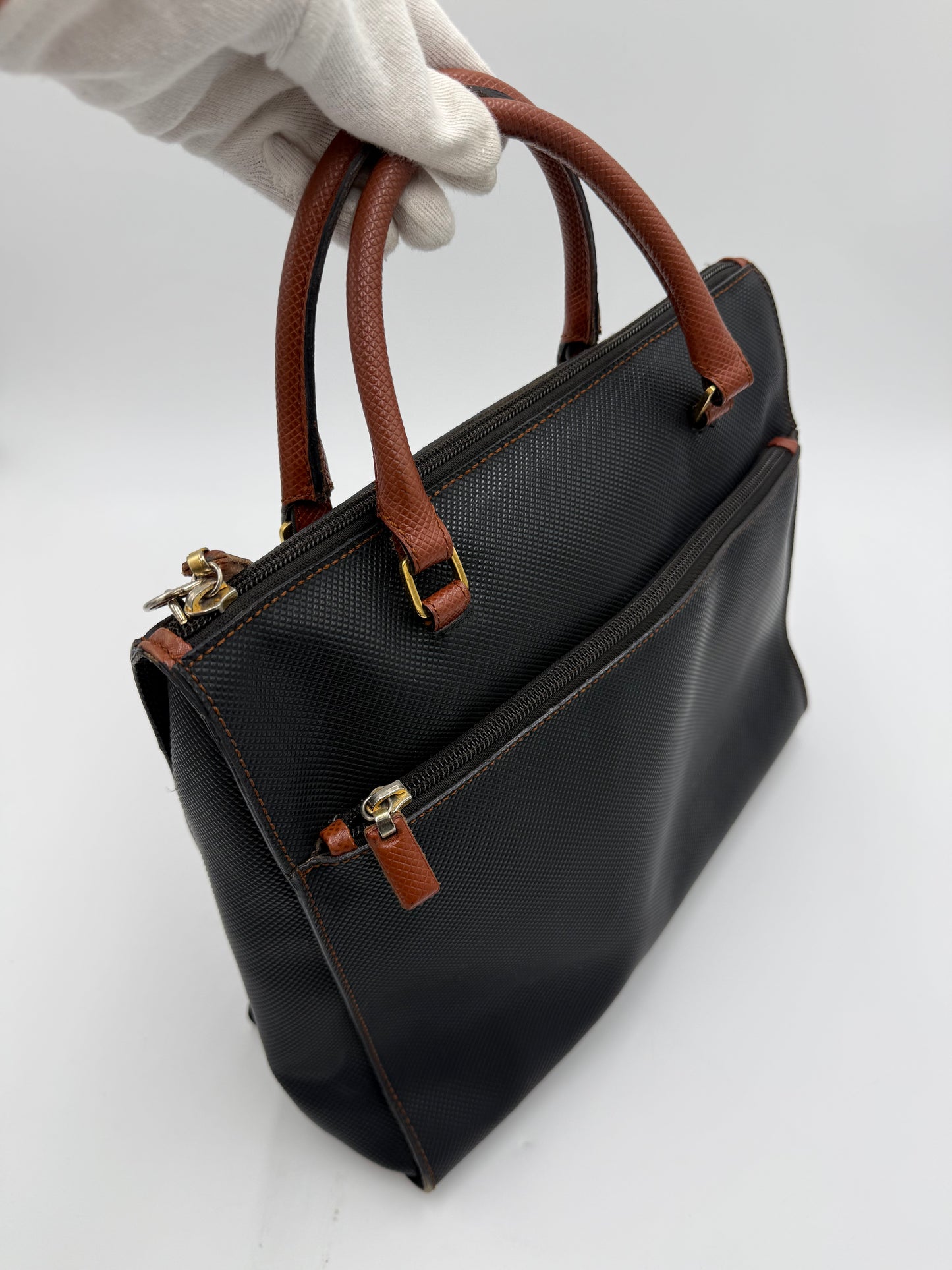 Bottega Veneta Borsa Tote Vintage Collezione Marco Polo Nero e Cuoio - Pally Vintage Closet