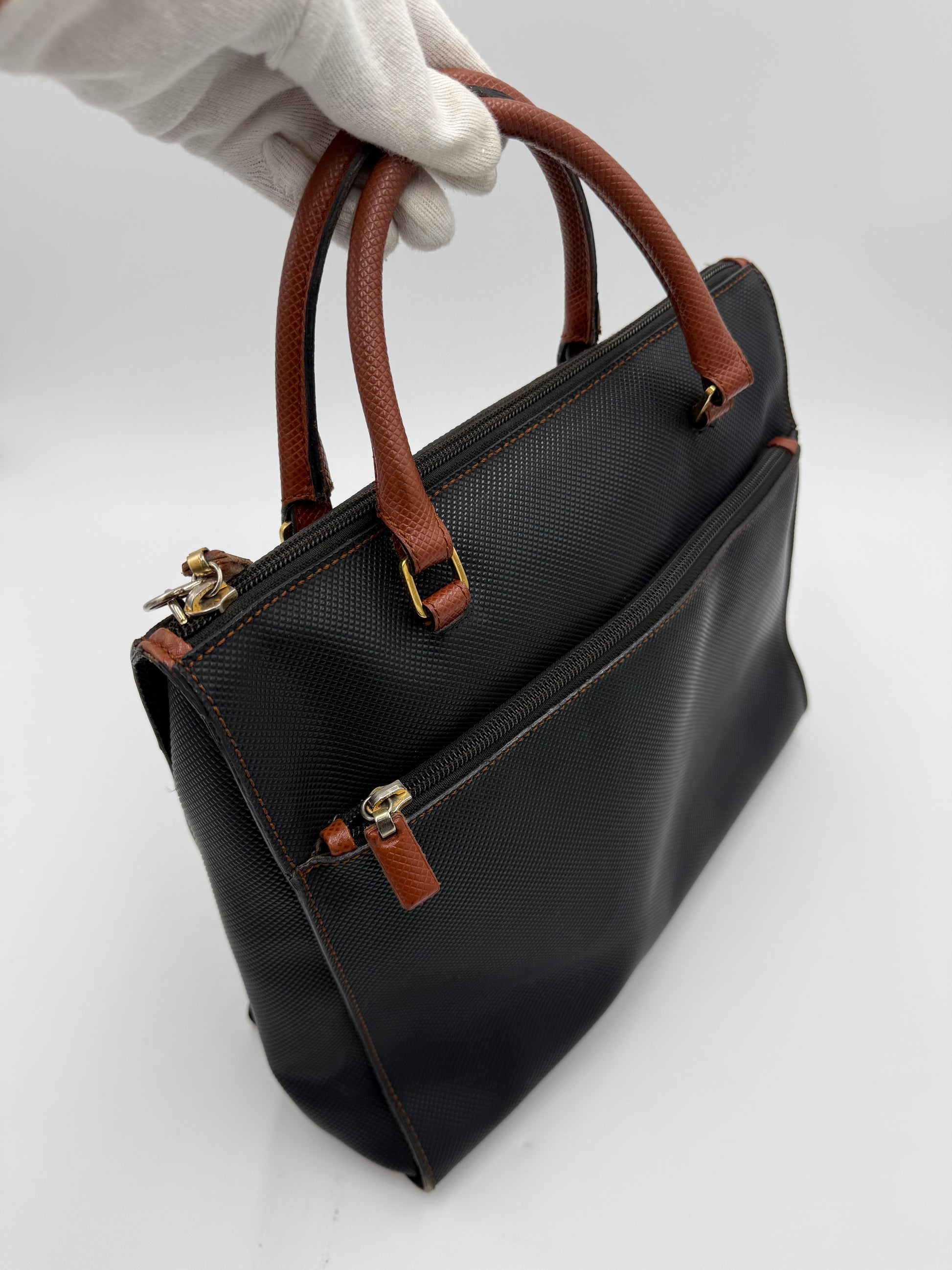 Bottega Veneta Borsa Tote Vintage Collezione Marco Polo Nero e Cuoio - Pally Vintage Closet