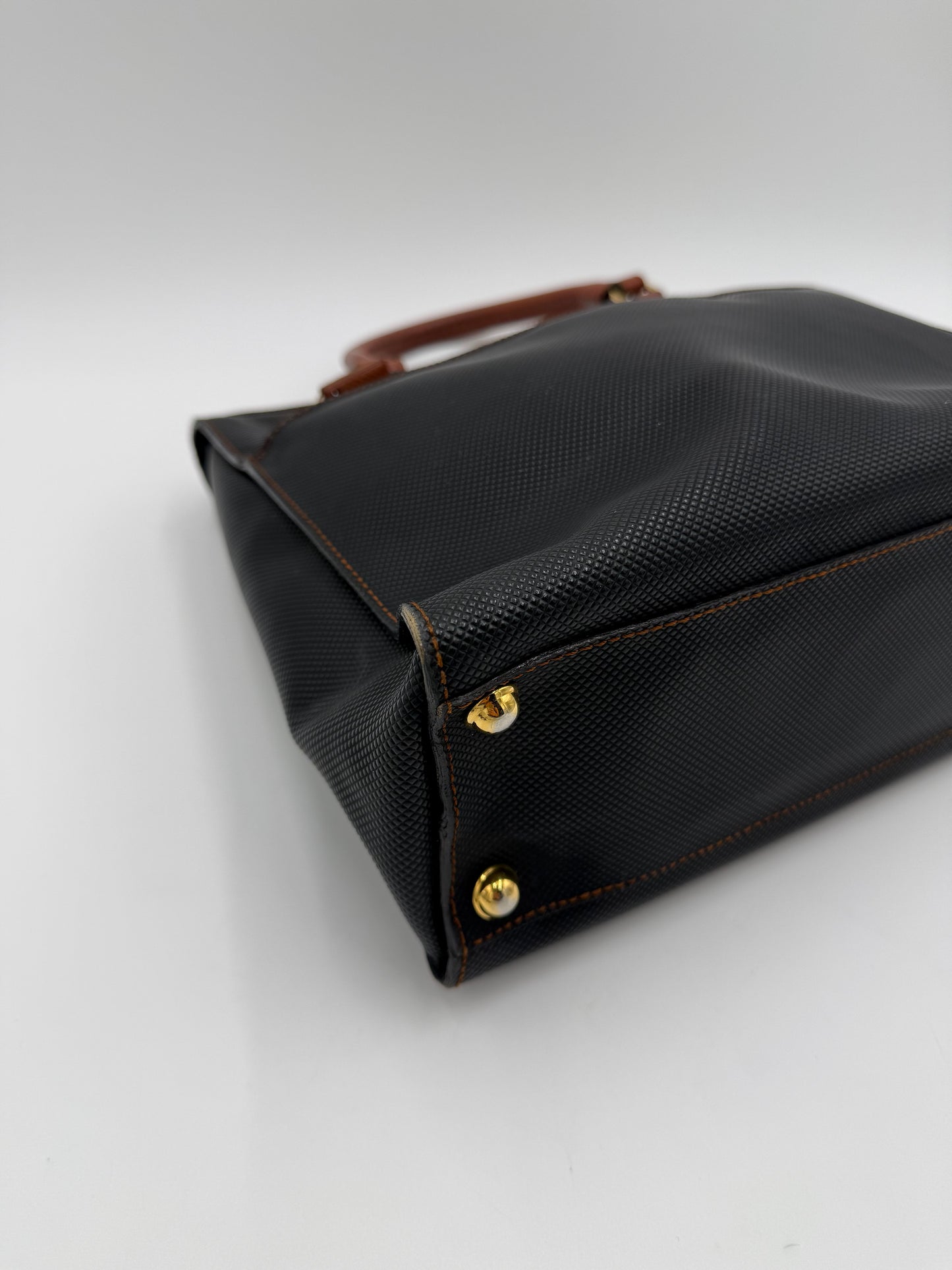Bottega Veneta Borsa Tote Vintage Collezione Marco Polo Nero e Cuoio - Pally Vintage Closet