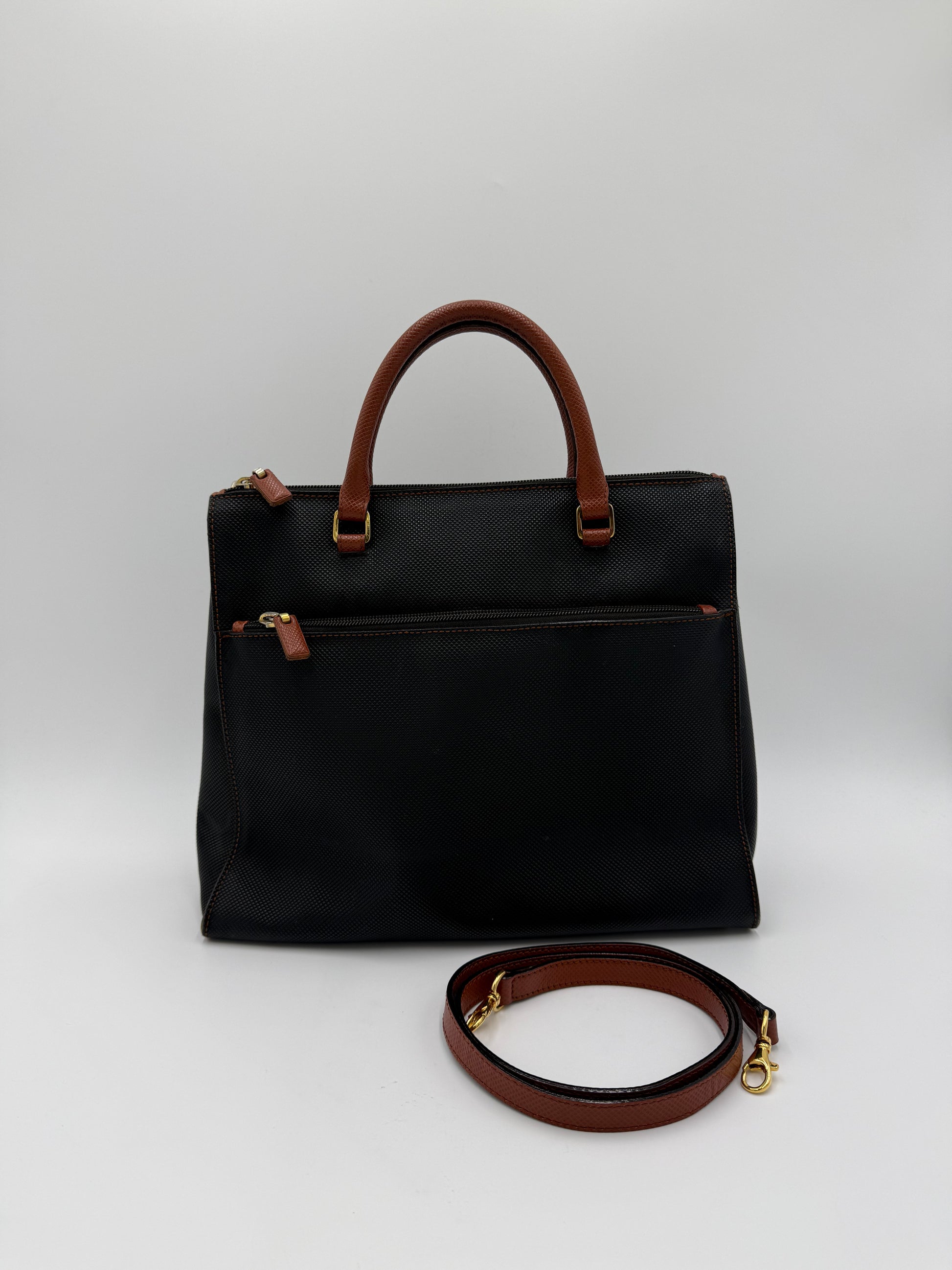 Bottega Veneta Borsa Tote Vintage Collezione Marco Polo Nero e Cuoio - Pally Vintage Closet
