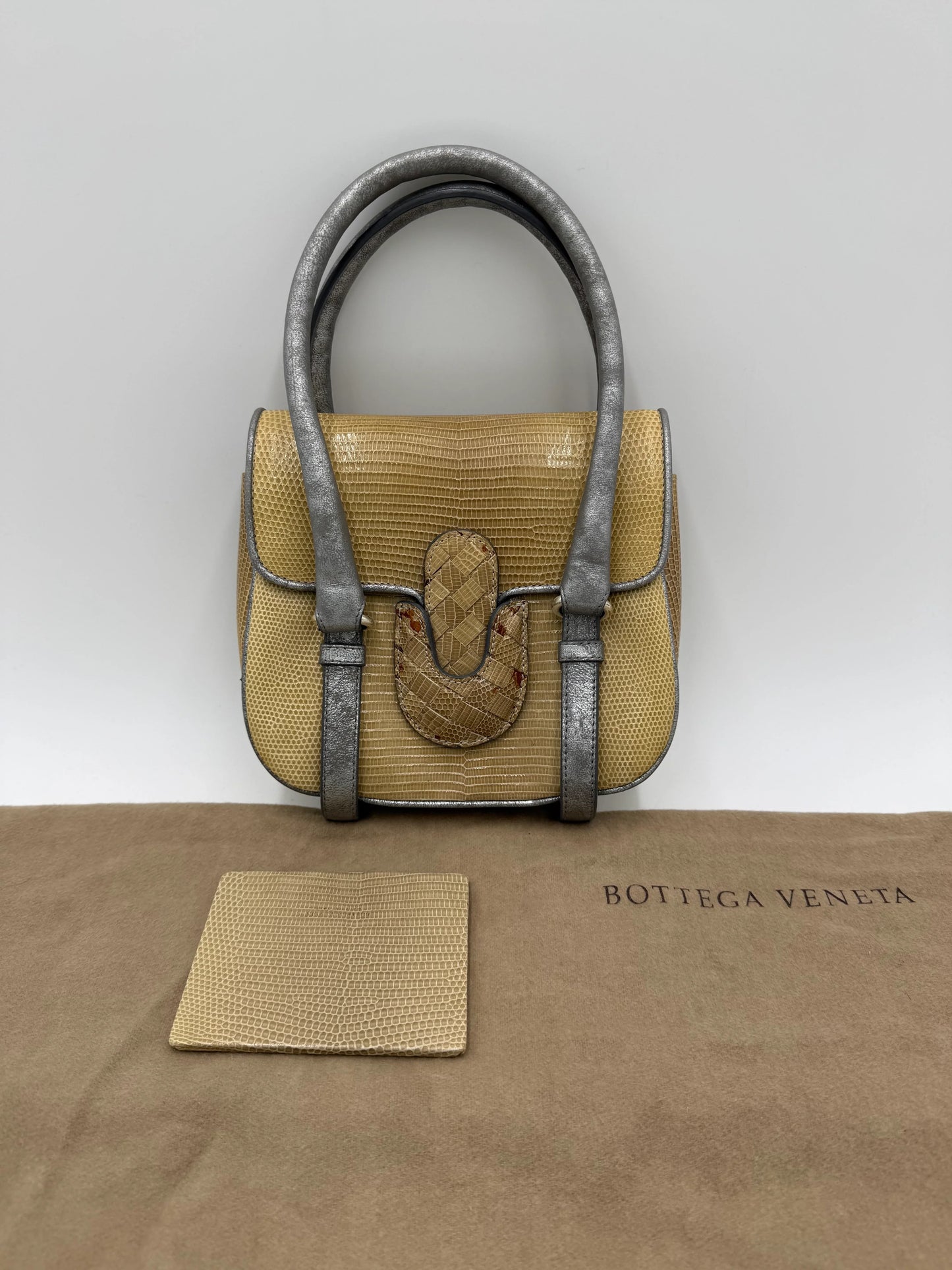 Bottega-Veneta-Borsa-Vintage-Top-Handle-in-Lucertola-e-Pelle-Metallizzata-Beige-69305825886532 - Pally Vintage Closet