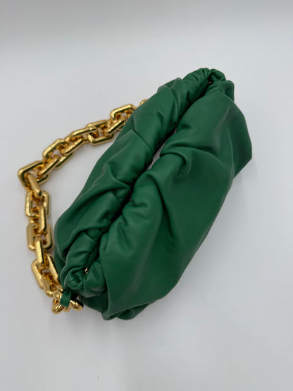 Bottega-Veneta-Borsa-a-Spalla-The-Chain-Pouch-in-Pelle-Verde-70563804873028 - Pally Vintage Closet