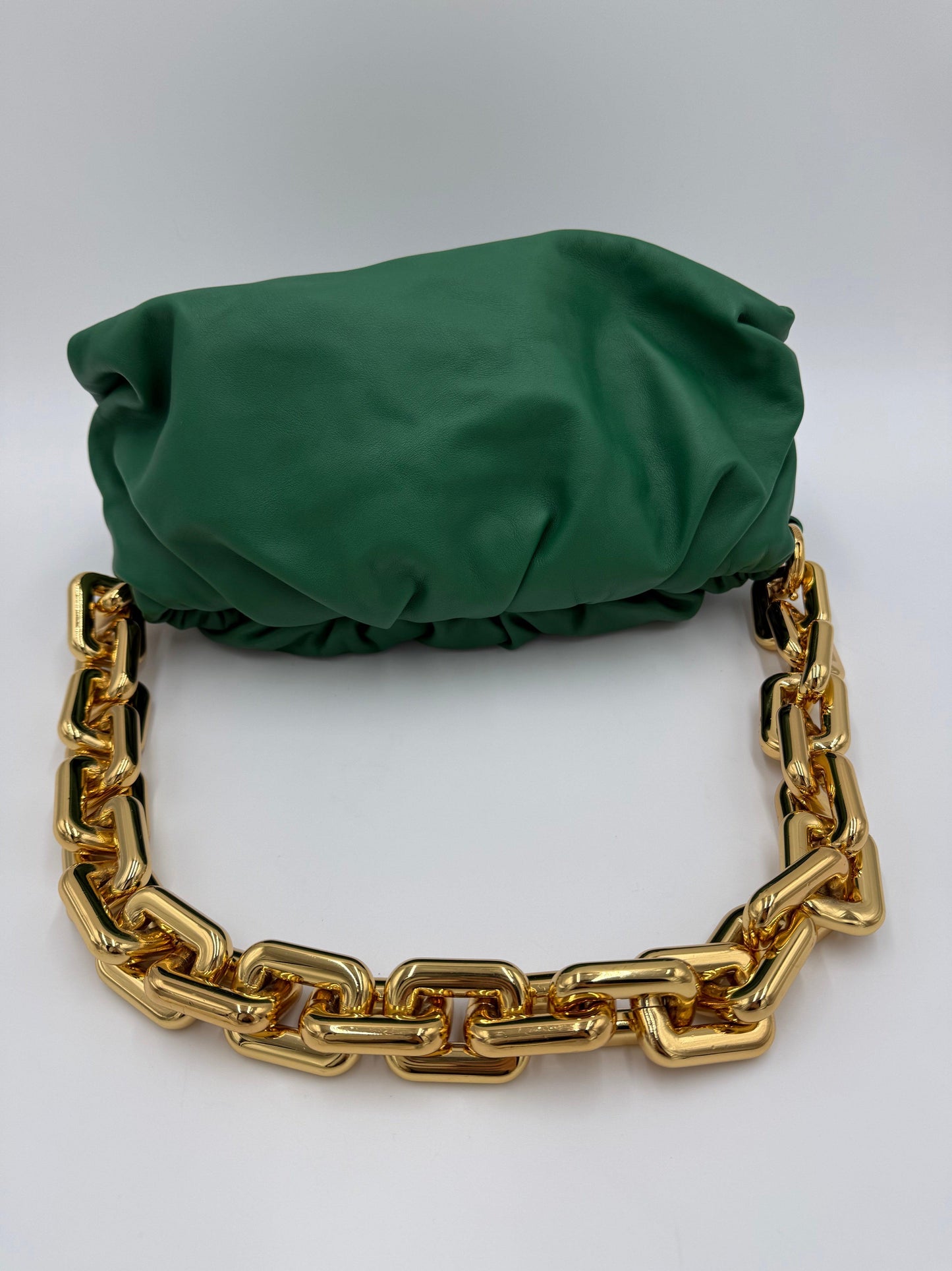 Bottega-Veneta-Borsa-a-Spalla-The-Chain-Pouch-in-Pelle-Verde-70563805036868 - Pally Vintage Closet