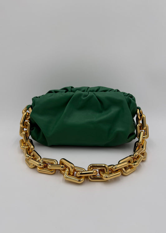 Bottega-Veneta-Borsa-a-Spalla-The-Chain-Pouch-in-Pelle-Verde-70563805167940 - Pally Vintage Closet