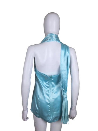 Bottega Veneta Top Fluido by Matthieu Blazy in Cupro Azzurro Chiaro - Pally Vintage Closet