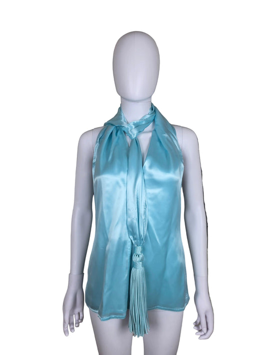 Bottega Veneta Top Fluido by Matthieu Blazy in Cupro Azzurro Chiaro - Pally Vintage Closet