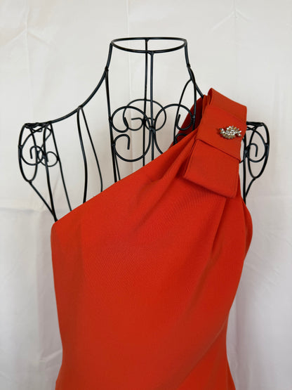 Boutique Moschino Abito da Sera Monospalla Arancio Bruciato - Pally Vintage Closet