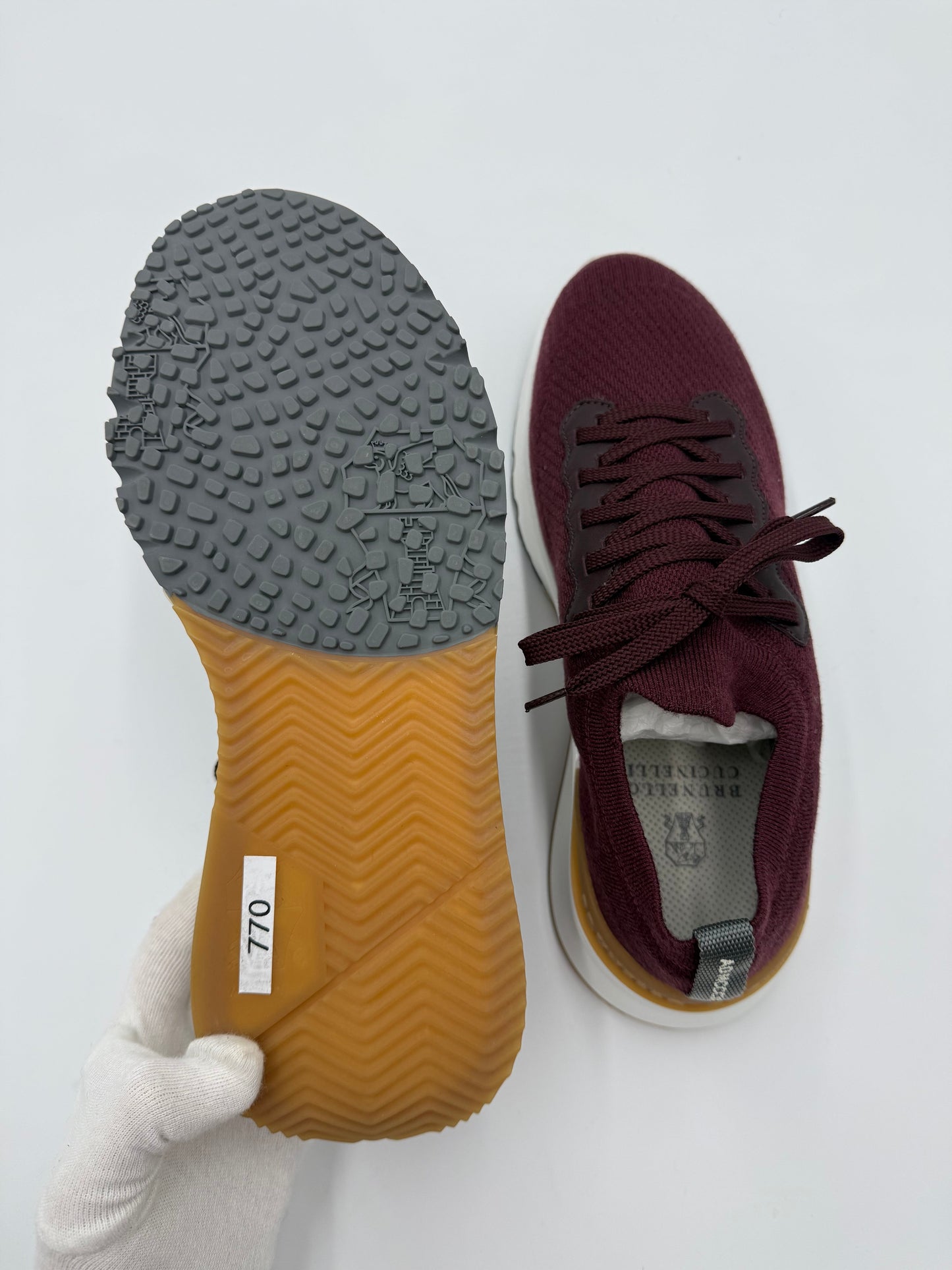 Brunello Cucinelli Sneakers in Maglia di Lana e Cashmere Bordeaux - Pally Vintage Closet