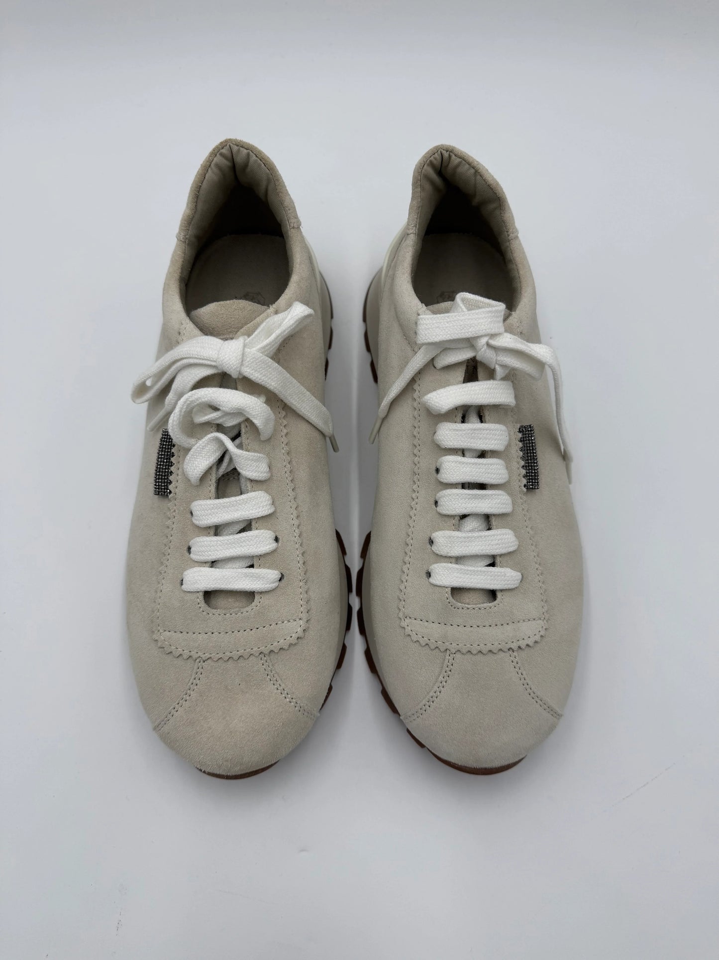Brunello-Cucinelli-Sneakers-in-Pelle-Scamosciata-Beige-e-Bianco-69234182684996 - Pally Vintage Closet