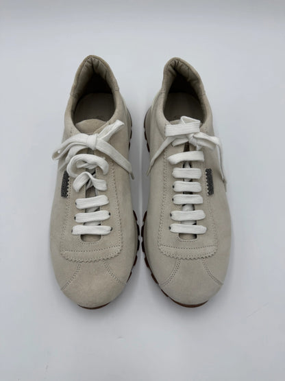 Brunello-Cucinelli-Sneakers-in-Pelle-Scamosciata-Beige-e-Bianco-69234182684996 - Pally Vintage Closet