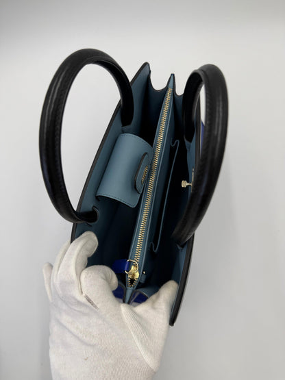 Bulgari Borsa a Mano Isabella Rossellini in Pelle Bicolore Blu e Nera - Pally Vintage Closet