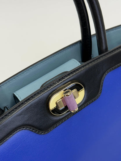 Bulgari Borsa a Mano Isabella Rossellini in Pelle Bicolore Blu e Nera - Pally Vintage Closet