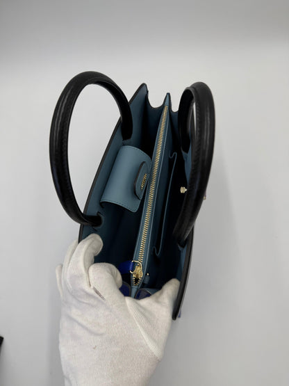Bulgari Borsa a Mano Isabella Rossellini in Pelle Bicolore Blu e Nera - Pally Vintage Closet