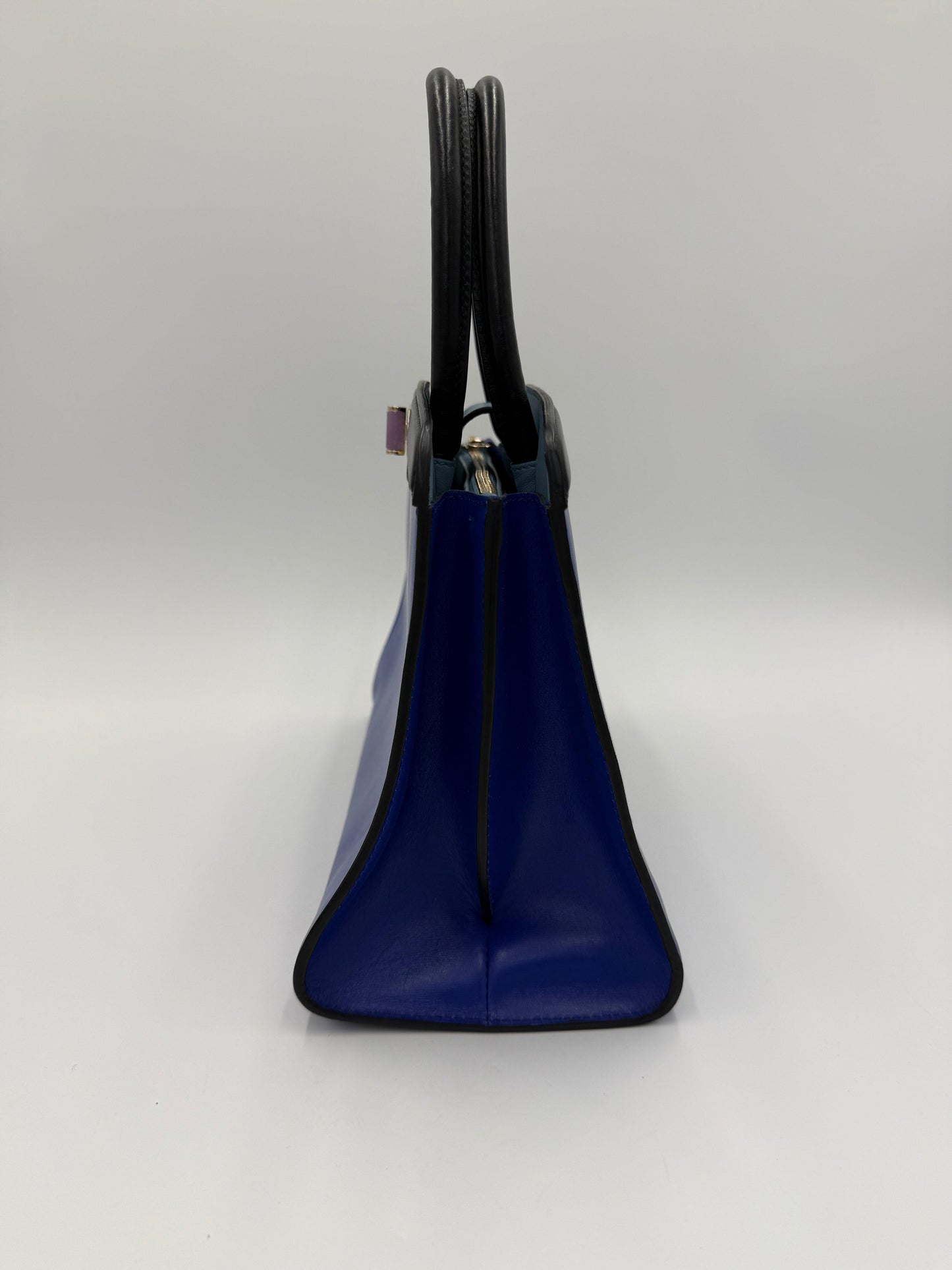 Bulgari Borsa a Mano Isabella Rossellini in Pelle Bicolore Blu e Nera - Pally Vintage Closet
