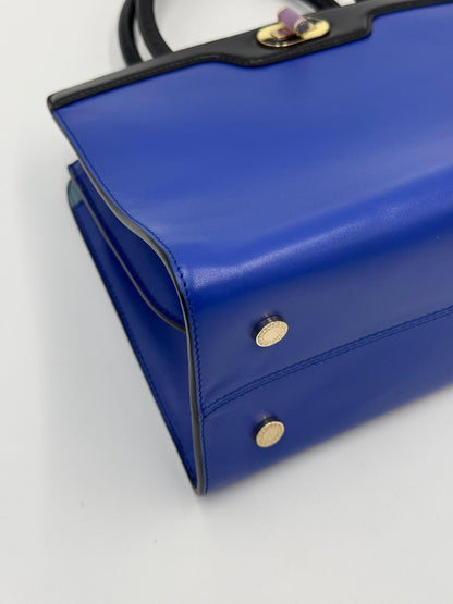Bulgari Borsa a Mano Isabella Rossellini in Pelle Bicolore Blu e Nera - Pally Vintage Closet