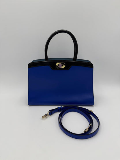 Bulgari Borsa a Mano Isabella Rossellini in Pelle Bicolore Blu e Nera - Pally Vintage Closet