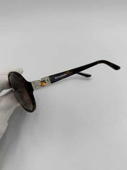 Bulgari Occhiali da Sole Oversized con Dettaglio Gioiello Tartarugati