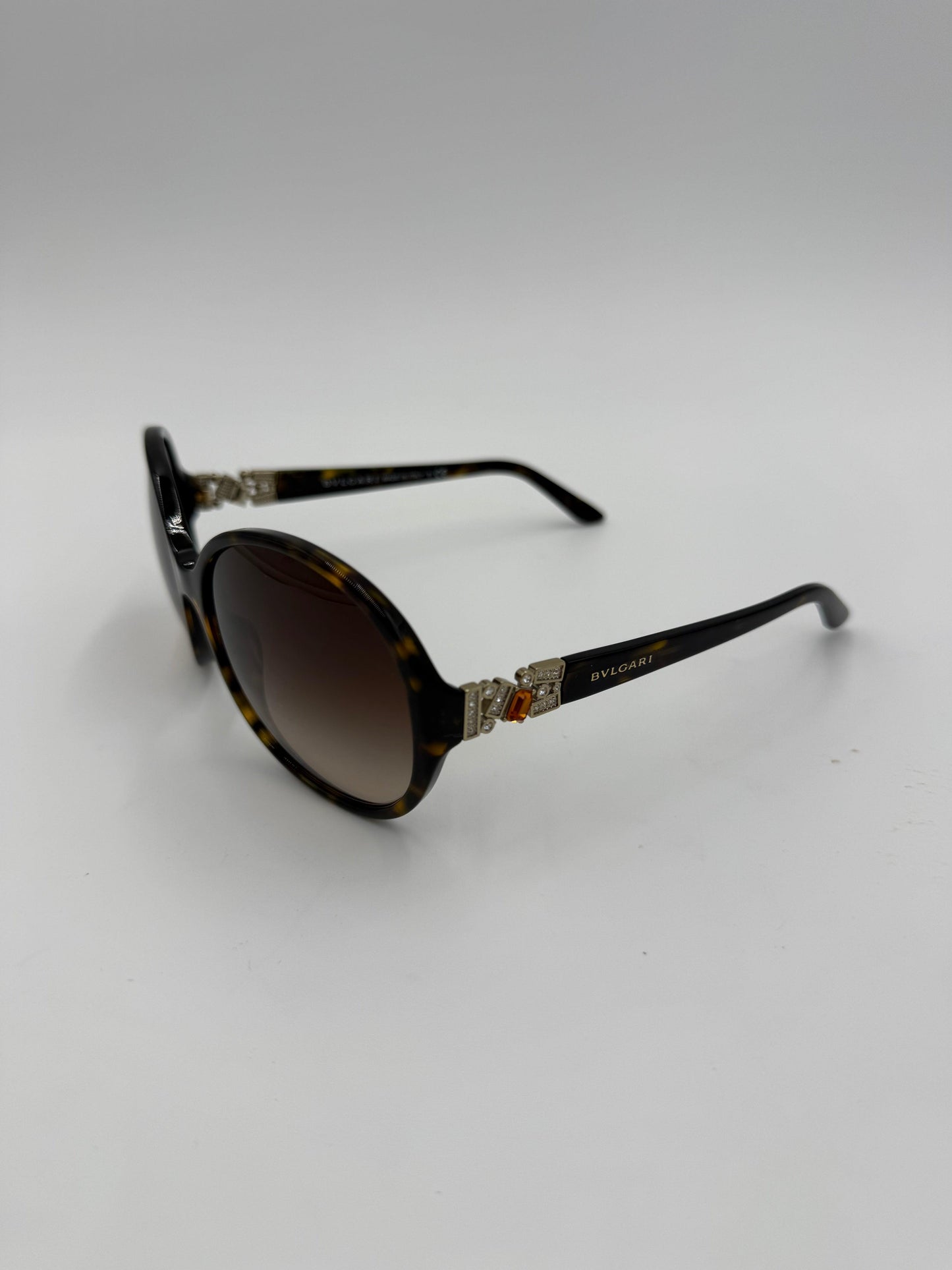 Bulgari Occhiali da Sole Oversized con Dettaglio Gioiello Tartarugati