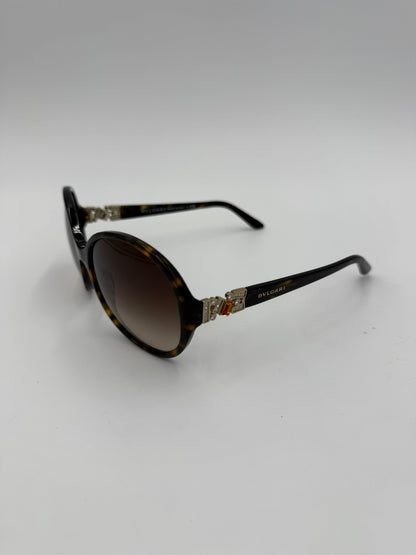 Bulgari Occhiali da Sole Oversized con Dettaglio Gioiello Tartarugati
