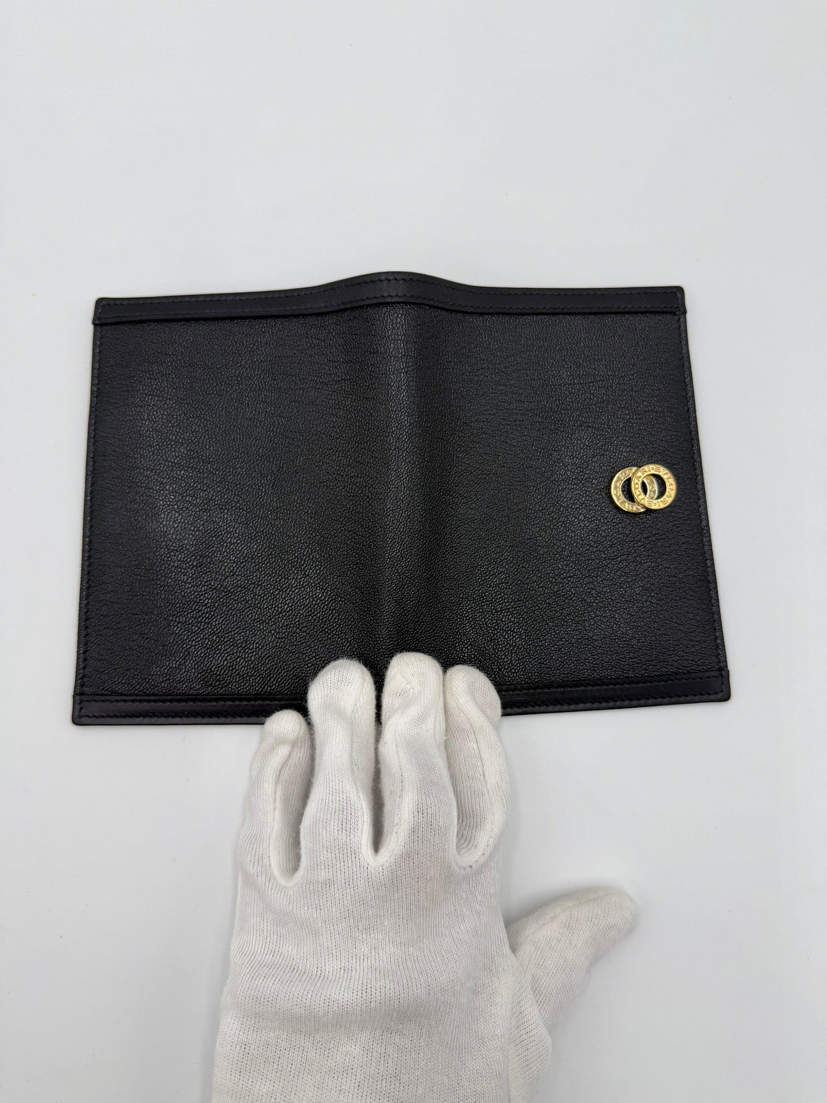 Bulgari Portafoglio con Doppio Anello Dorato Nero - Pally Vintage Closet