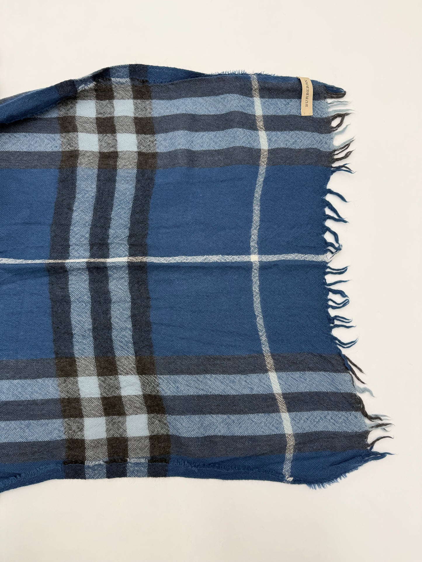 Burberry Sciarpa in Misto Lana Merino e Cashmere Blu - Pally Vintage Closet