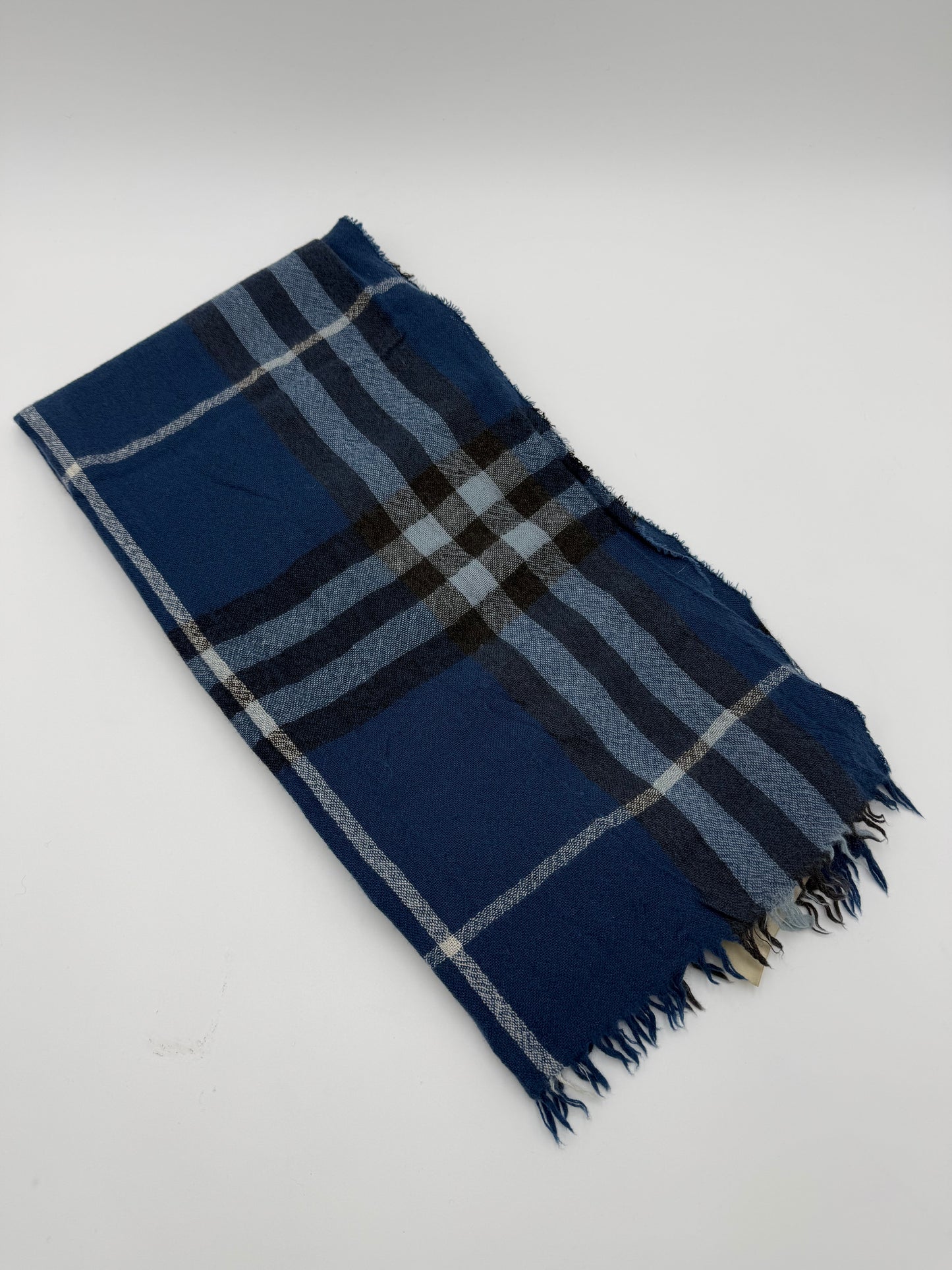 Burberry Sciarpa in Misto Lana Merino e Cashmere Blu - Pally Vintage Closet