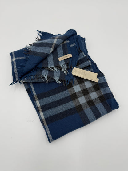 Burberry Sciarpa in Misto Lana Merino e Cashmere Blu - Pally Vintage Closet