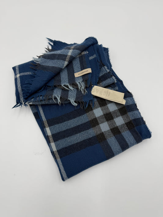 Burberry Sciarpa in Misto Lana Merino e Cashmere Blu - Pally Vintage Closet