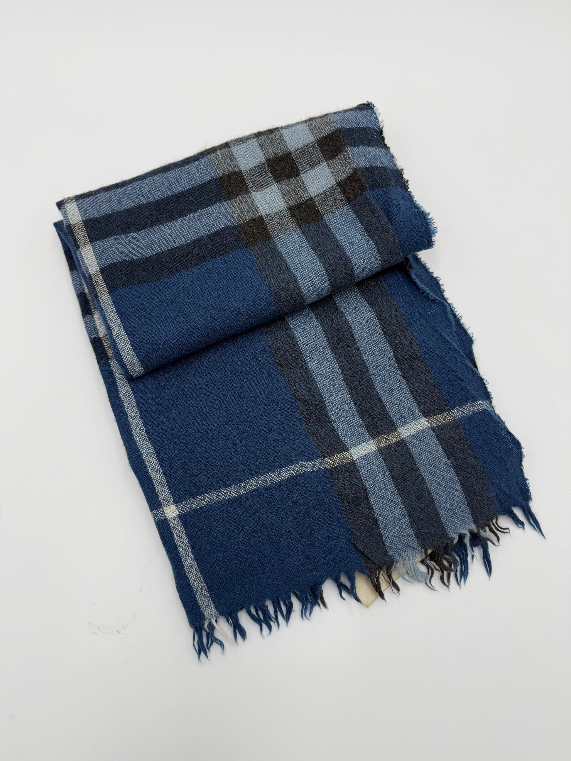 Burberry Sciarpa in Misto Lana Merino e Cashmere Blu - Pally Vintage Closet