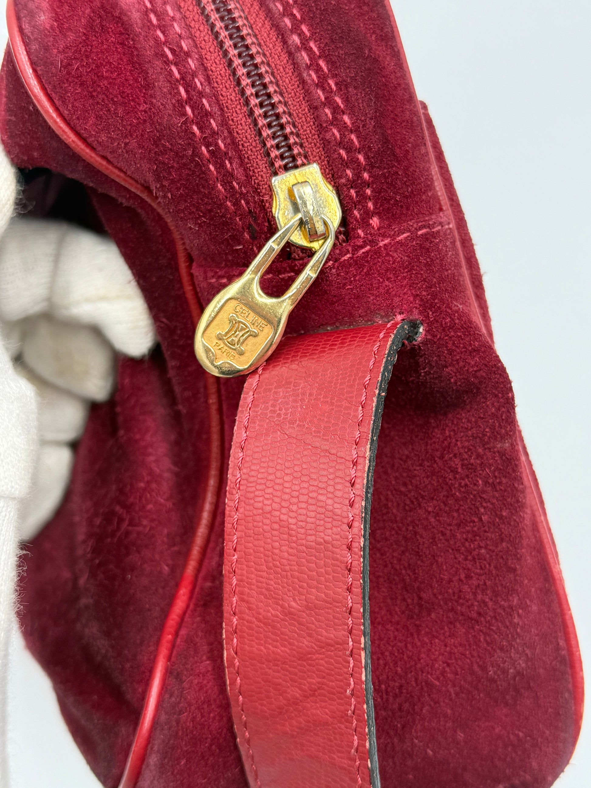 Céline Borsa a Spalla Vintage in Pelle e Camoscio Bordeaux - Pally Vintage Closet