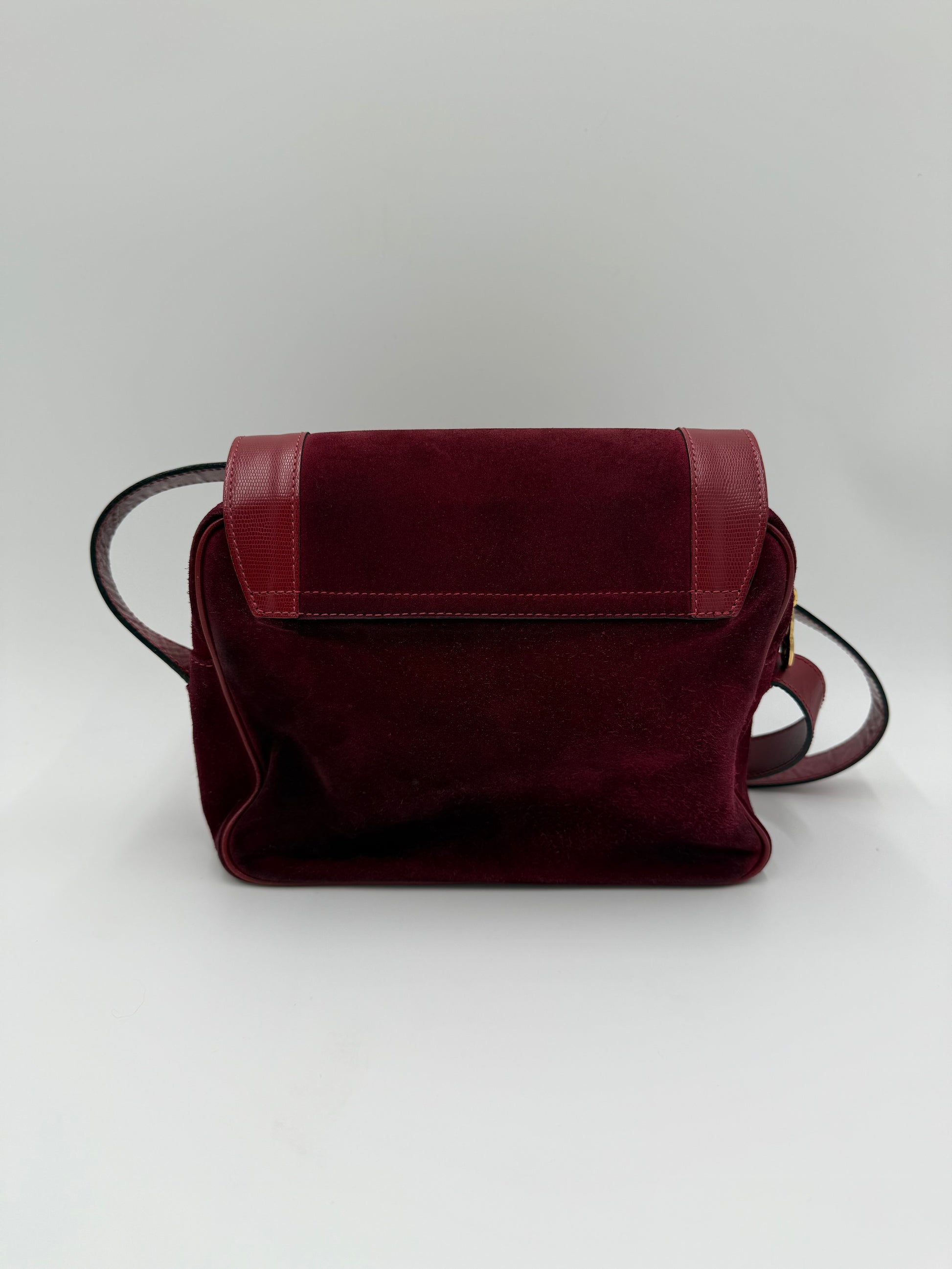 Céline Borsa a Spalla Vintage in Pelle e Camoscio Bordeaux - Pally Vintage Closet