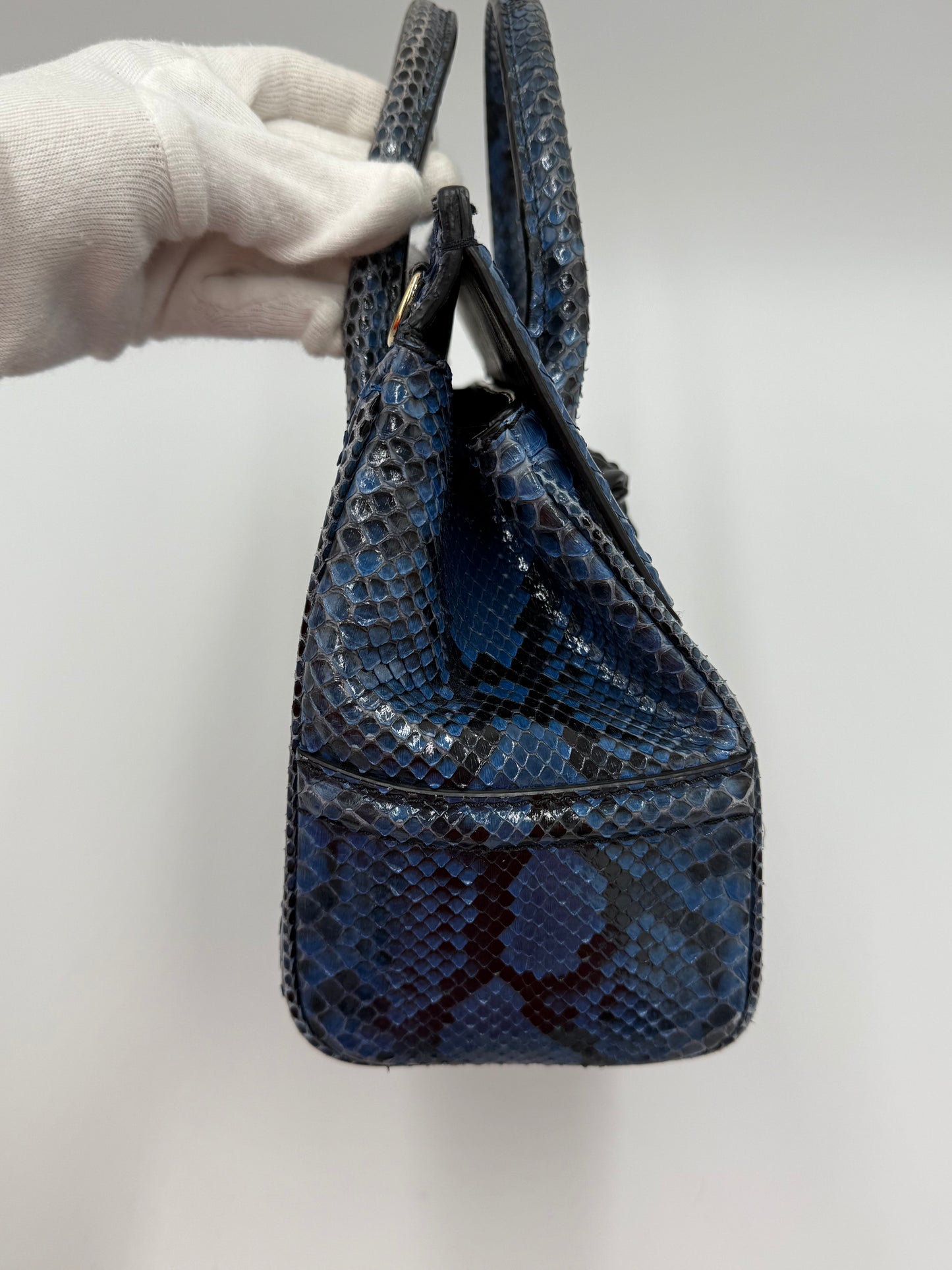 Versace Borsa a Mano Medusa in Pelle Esotica Blu - Pally Vintage Closet