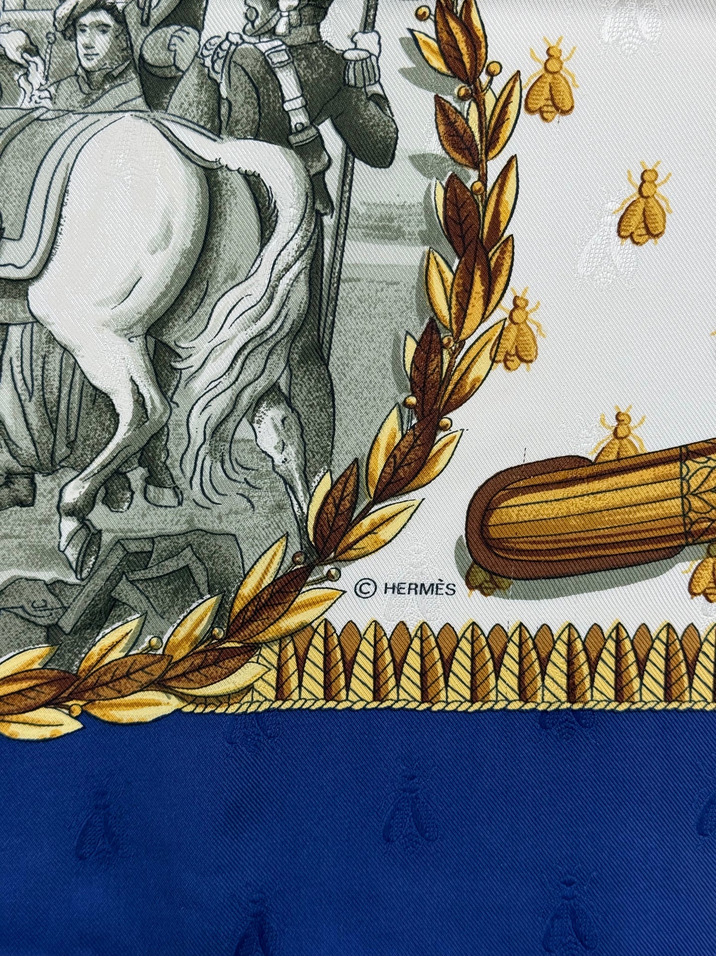 Hermès Foulard Vintage Napoléon Seta Jacquard Blu - Pally Vintage Closet