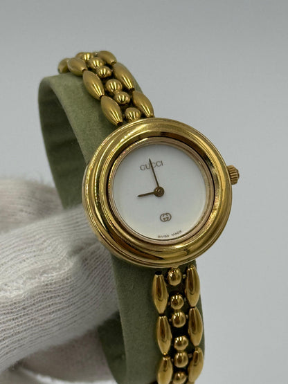 Gucci Orologio Vintage 11/12 con Ghiere Intercambiabili e Bracciale a Maglia Oro
