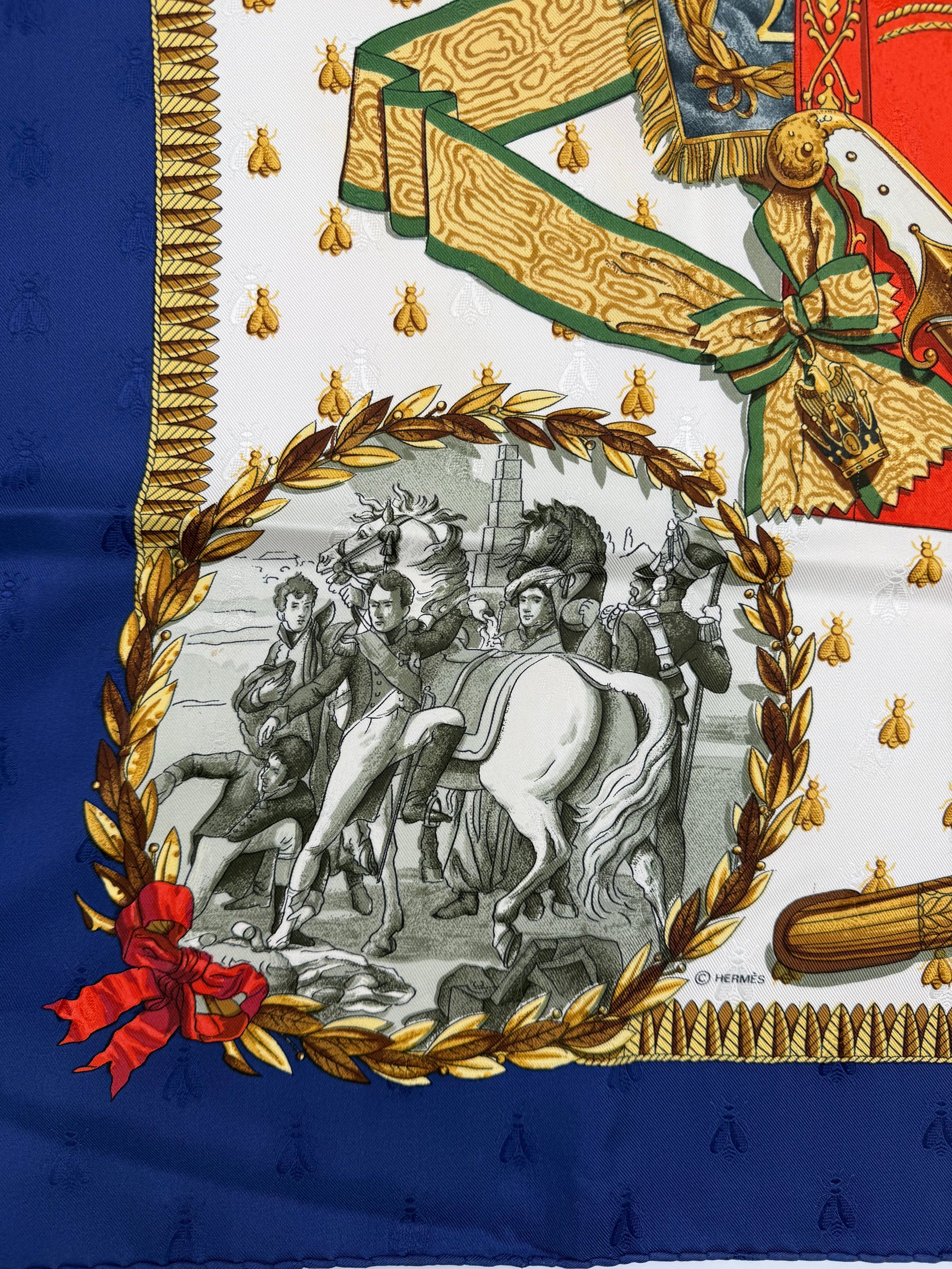 Hermès Foulard Vintage Napoléon Seta Jacquard Blu - Pally Vintage Closet