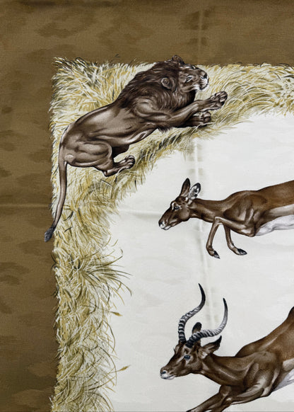 Hermès Foulard Vintage Kenya Seta Jacquard Cachi - Pally Vintage Closet