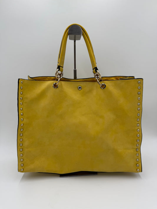 Versace Borsa Tote Medusa Borchiata in Camoscio Giallo