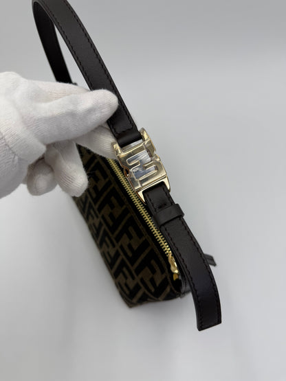 Fendi Borsa a Mano Vanity Pouch in Tela Zucca Monogram Marrone
